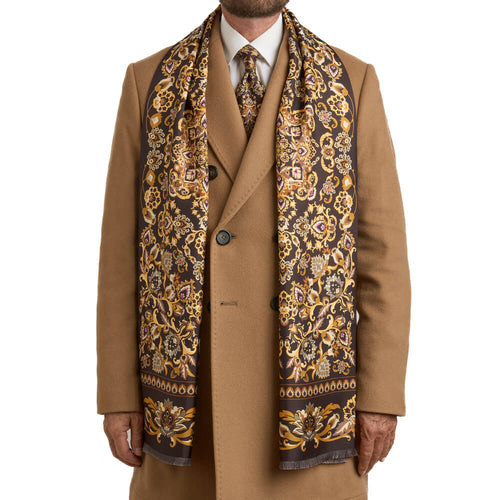 Sciarpa Giardino Zisa Marrone Seta Twill