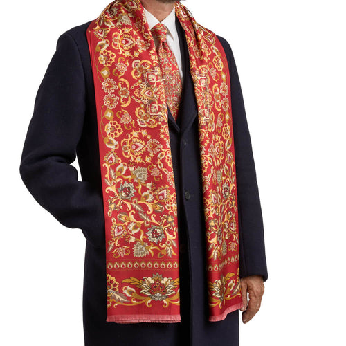 Sciarpa Giardino Zisa Rosso Seta Twill