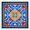 Foulard Santo Stefano Bianco Blu e Giallo Seta Twill