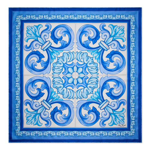 Foulard Santo Stefano Bianco e Azzurro Seta Twill