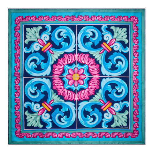 Foulard Santo Stefano Blu e Fucsia Seta Twill