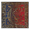 Medieval Monogram Letter C Red and Blue Silk Pocket Square