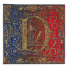 Medieval Monogram Letter D Red and Blue Silk Pocket Square