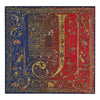 Medieval Monogram Letter J Red and Blue Silk Pocket Square