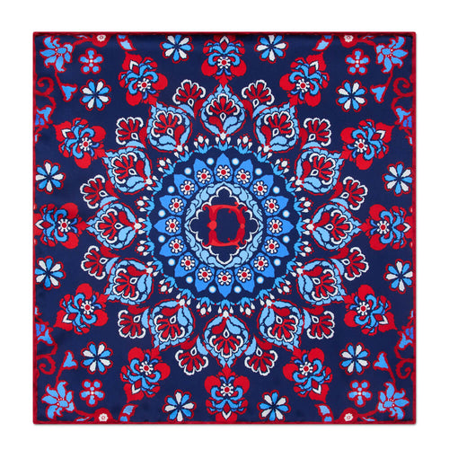 Pochette Monogramma Regale D Blu e Rosso Seta