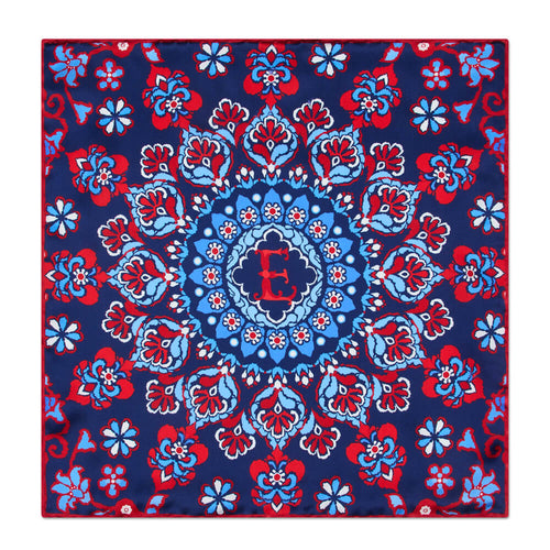 Pochette Monogramma Regale E Blu e Rosso Seta