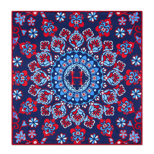 Pochette Monogramma Regale H Blu e Rosso Seta