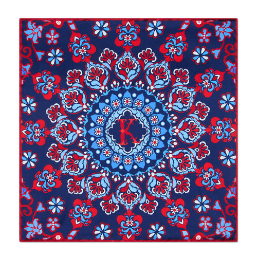 Pochette Monogramma Regale K Blu e Rosso Seta