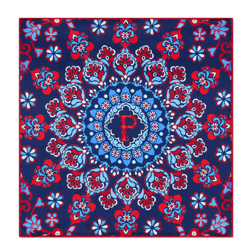 Pochette Monogramma Regale P Blu e Rosso Seta