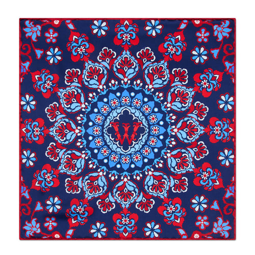 Royal Monogram W Silk Pocket Square