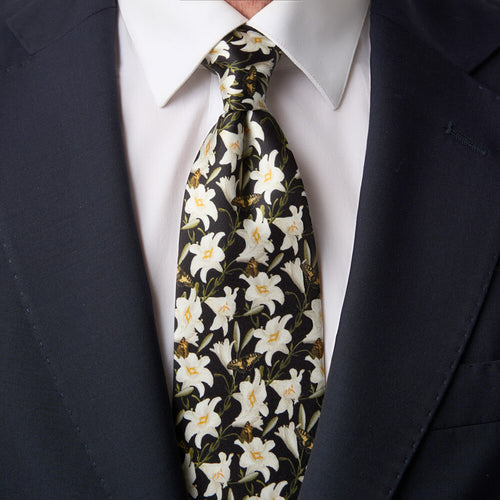 Lily from Vase of Flowers Duchesse Silk Tie