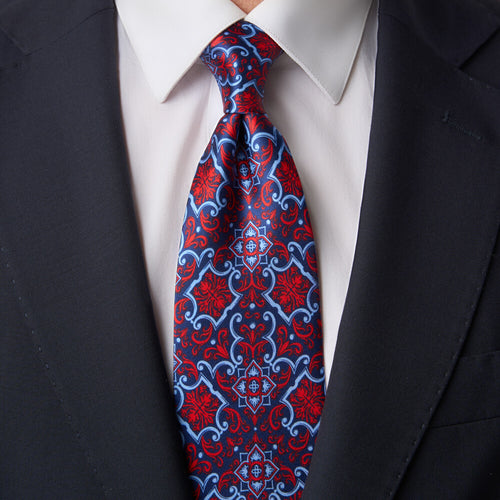 Vermeer Blue and Red Duchesse Silk Tie