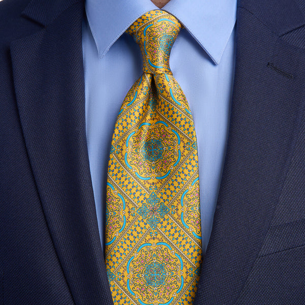 Cravatta uomo giallo oro seta made in italy nuovi arrivi cravatte classe gialle - Avantgarde Accessori