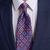 Roman Mosaic Blue and Red Duchesse Silk Tie