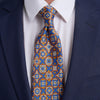 Roman Mosaic Blue and Orange Duchesse Silk Tie