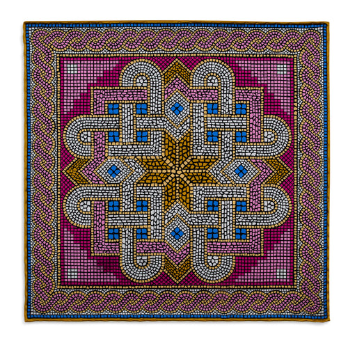 Musivum Pink and Yellow Silk Pocket Square