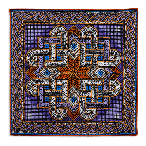 Musivum Purple and Orange Silk Pocket Square