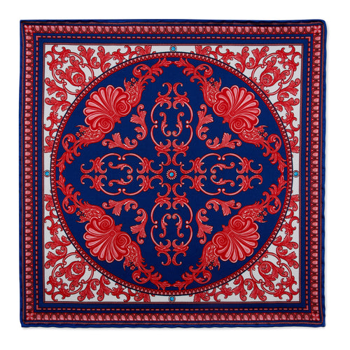 Imperium Blue and Red Silk Pocket Square