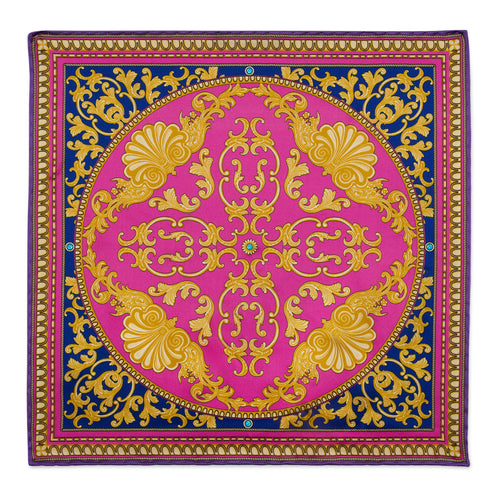 Imperium Fuchsia Yellow Blue Silk Pocket Square