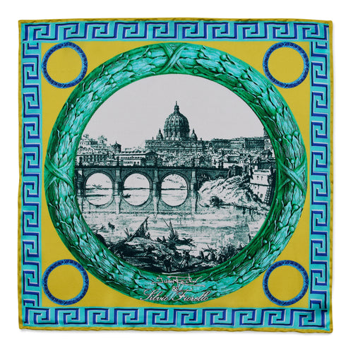 Glory of St.Peter's Yellow and Green Silk Pocket Square