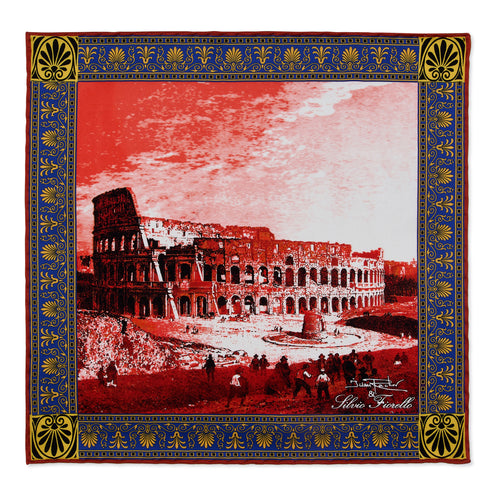 The Colosseum Red Silk Pocket Square