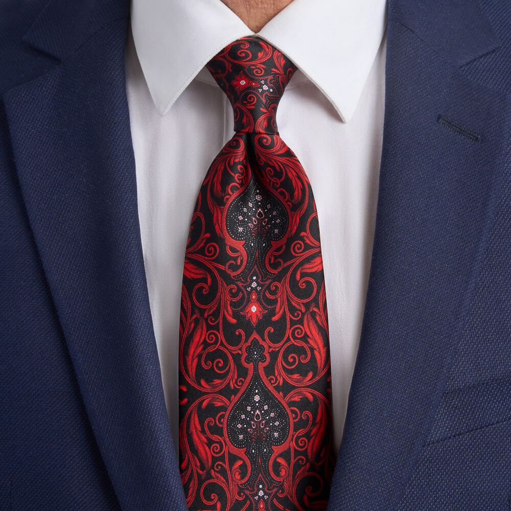 Imperial Tapestry Red and Black Duchesse Silk Tie – Silvio Fiorello