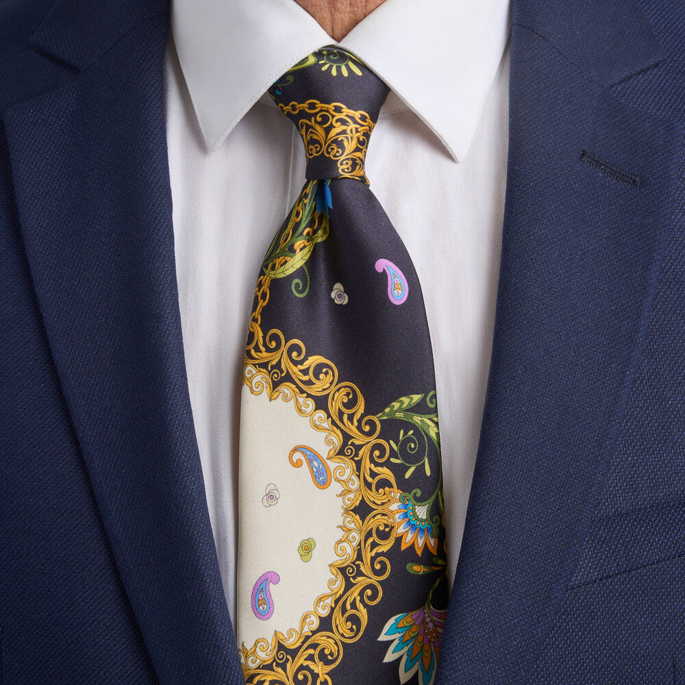 Sicilian Art Black Duchesse Silk Tie – Silvio Fiorello