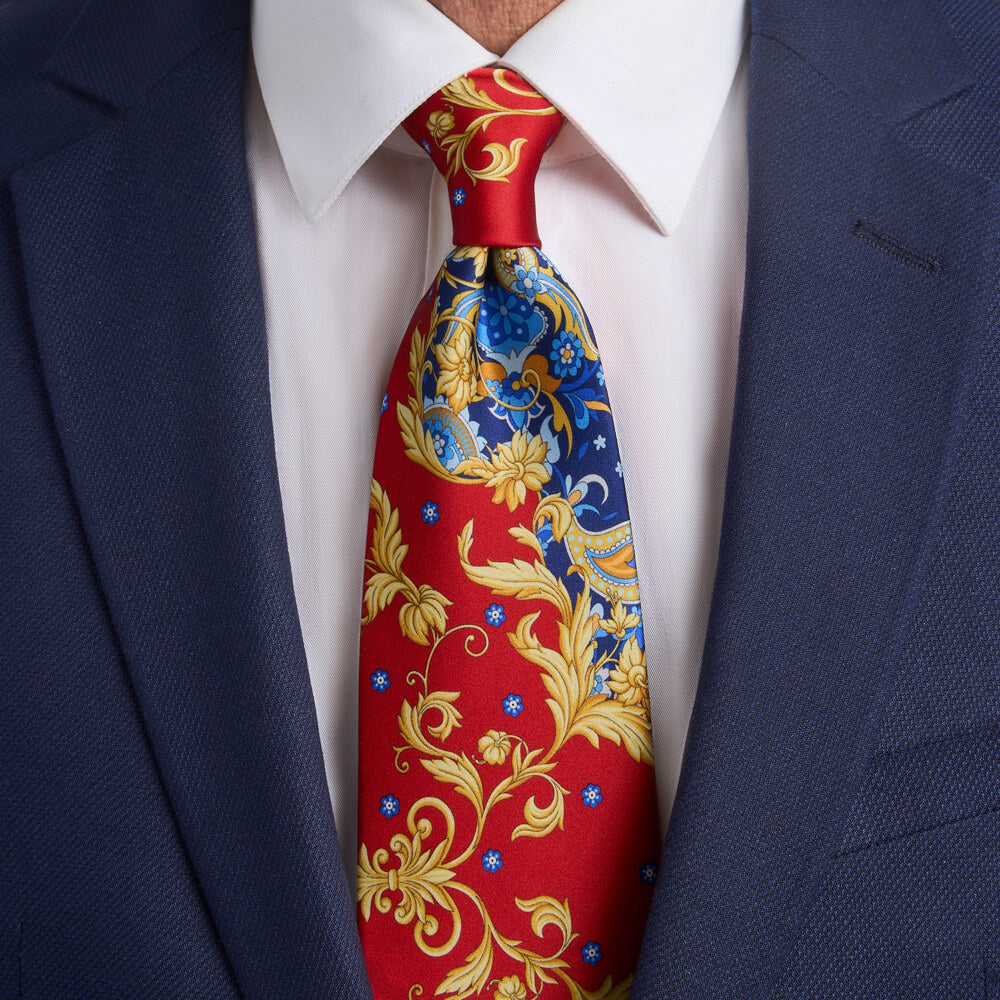 Flowers and Paisley Red Duchesse Silk Tie – Silvio Fiorello