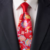 Royal Flowers Red Contrast Knot Silk Tie