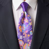 Royal Flowers Purple Contrast Knot Silk Tie