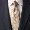 Royal Flowers Beige Contrast Knot Silk Tie