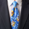 Ornamental Flowers Blue Contrast Knot Silk Tie