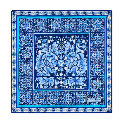 Ceramic Art Blue Silk Pocket Square