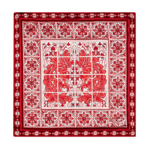Ceramic Art Red and White Silk Pocket Square