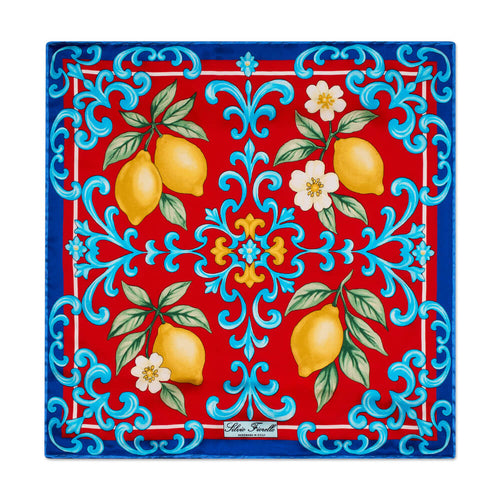 The Scent of Sicily Burgundy and Blue Silk Pocket Square