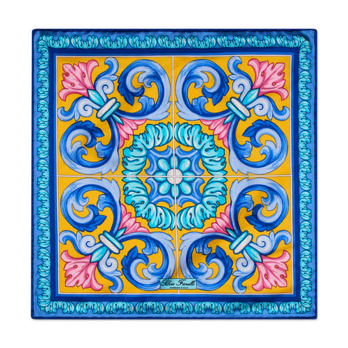 Santo Stefano Yellow and Light Blue Silk Pocket Square