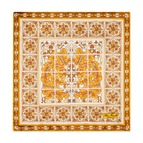 Ceramic Art Yellow Silk Pocket Square