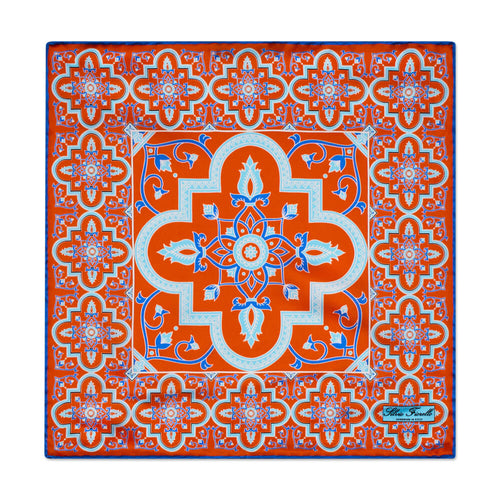 Santa Maria Tile Orange Silk Pocket Square