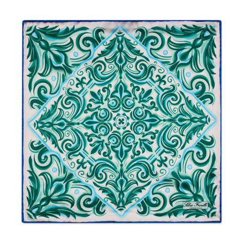 King of Ceramics Green Silk Pocket Square