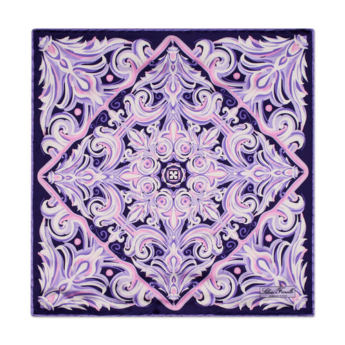 King of Ceramics Purple and Pink Silk Pocket Square
