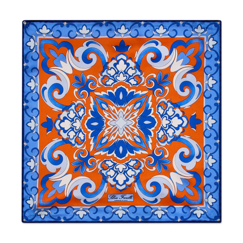 The Sun of Sicily Orange and Purple Silk Pocket Square
