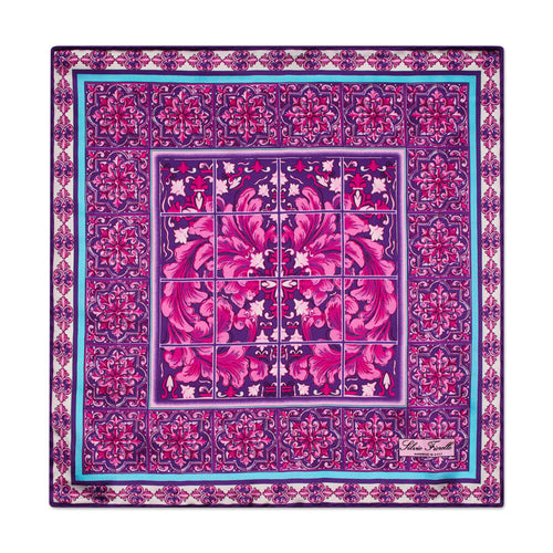 Ceramic Art Purple and Pink Silk Pocket Square