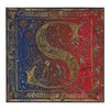 Medieval Monogram Letter S Red and Blue Silk Pocket Square