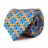 Cravatta Giallo e Blu Ottogramma Seta Duchesse