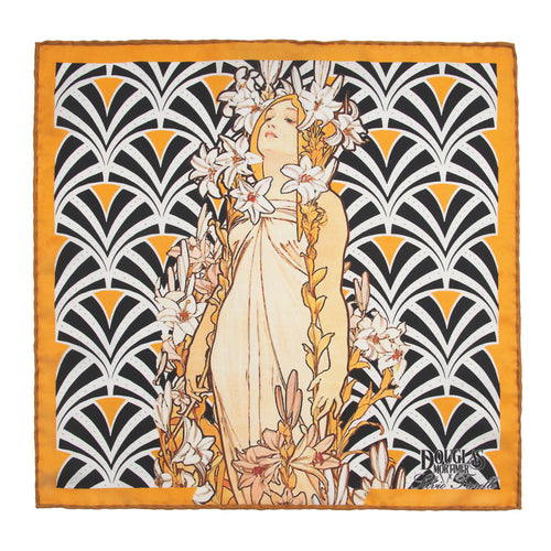 Art Nouveau Muse Twill Silk Pocket Square