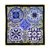 Baroque Ceramic Blue Yellow and White Silk Pocket Square