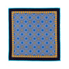 Blue Light Blue and Yellow Mandala of Flowers Duchesse Silk Pocket Square