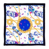 White And Royal Blue Floral Fantasy Silk Pocket Square