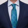 The Duomo Green and Blue Duchesse Silk Tie