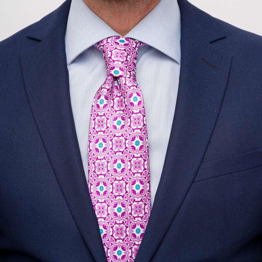 The Majolica of Taormina Pink Duchesse Silk Tie – Silvio Fiorello